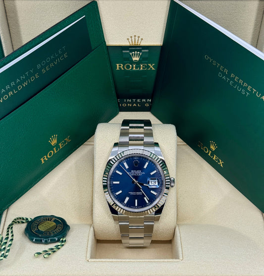 Rolex Datejust 41mm, Stainless Steel, Blue, Oyster, Ref# 126334-0001, dated 2024