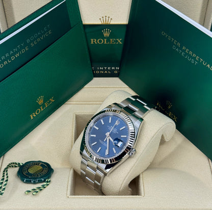 Rolex Datejust 41mm, Stainless Steel, Blue, Oyster, Ref# 126334-0001, dated 2026