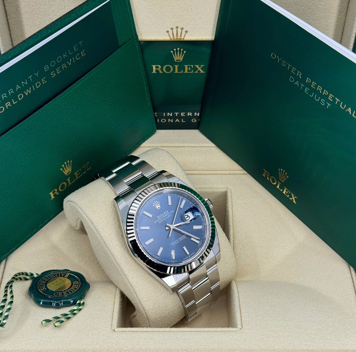 Rolex Datejust 41mm, Stainless Steel, Blue, Oyster, Ref# 126334-0001, dated 2026