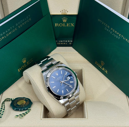 Rolex Datejust 41mm, Stainless Steel, Blue, Oyster, Ref# 126334-0001, dated 2026