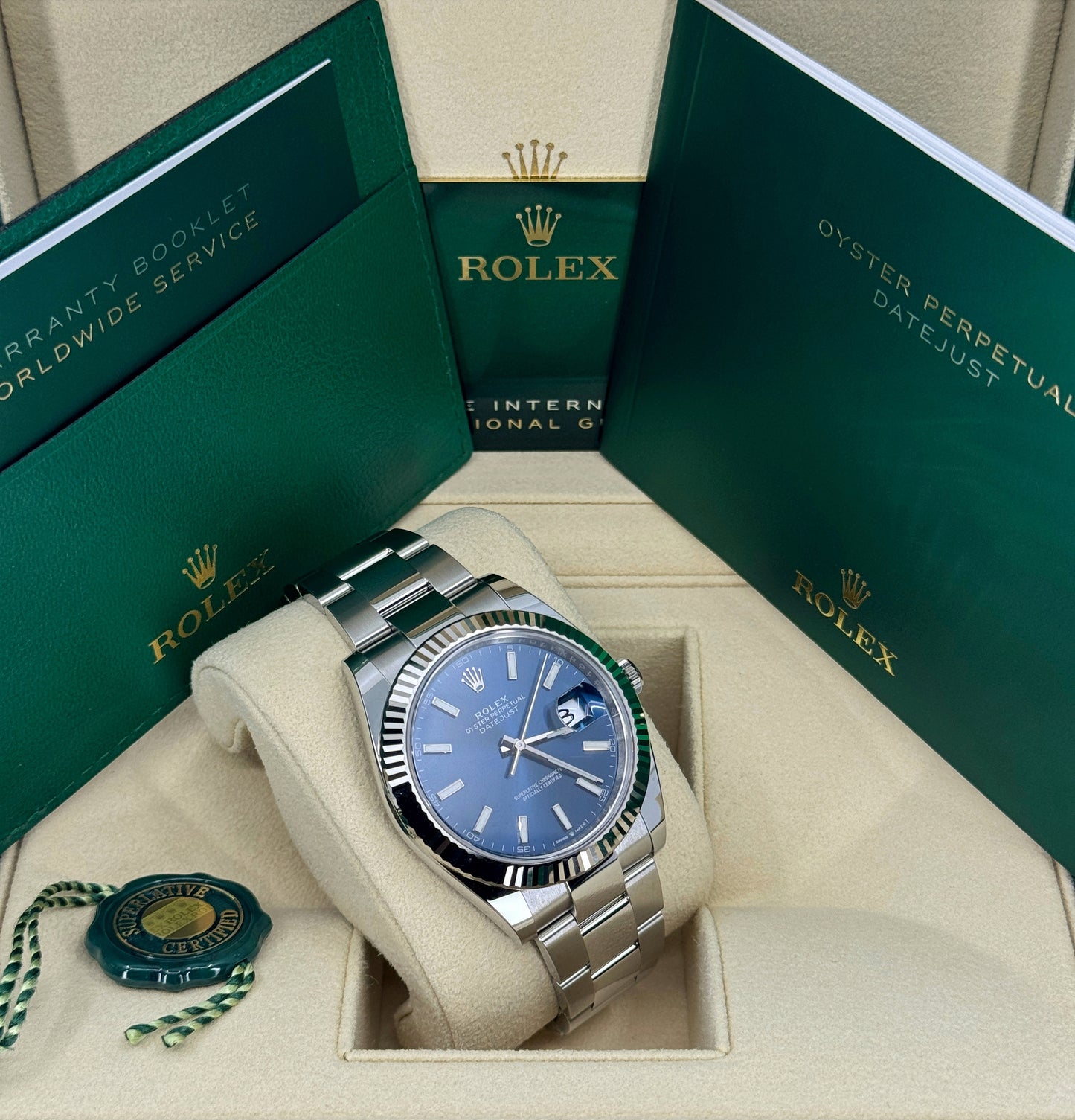 Rolex Datejust 41mm, Stainless Steel, Blue, Oyster, Ref# 126334-0001, dated 2024