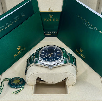 Rolex Datejust 41mm, Stainless Steel, Blue, Oyster, Ref# 126334-0001, dated 2026