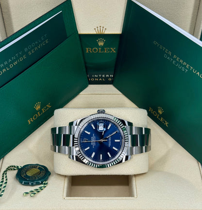 Rolex Datejust 41mm, Stainless Steel, Blue, Oyster, Ref# 126334-0001, dated 2024