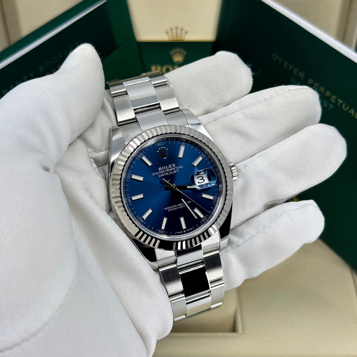 Rolex Datejust 41mm, Stainless Steel, Blue, Oyster, Ref# 126334-0001, dated 2026