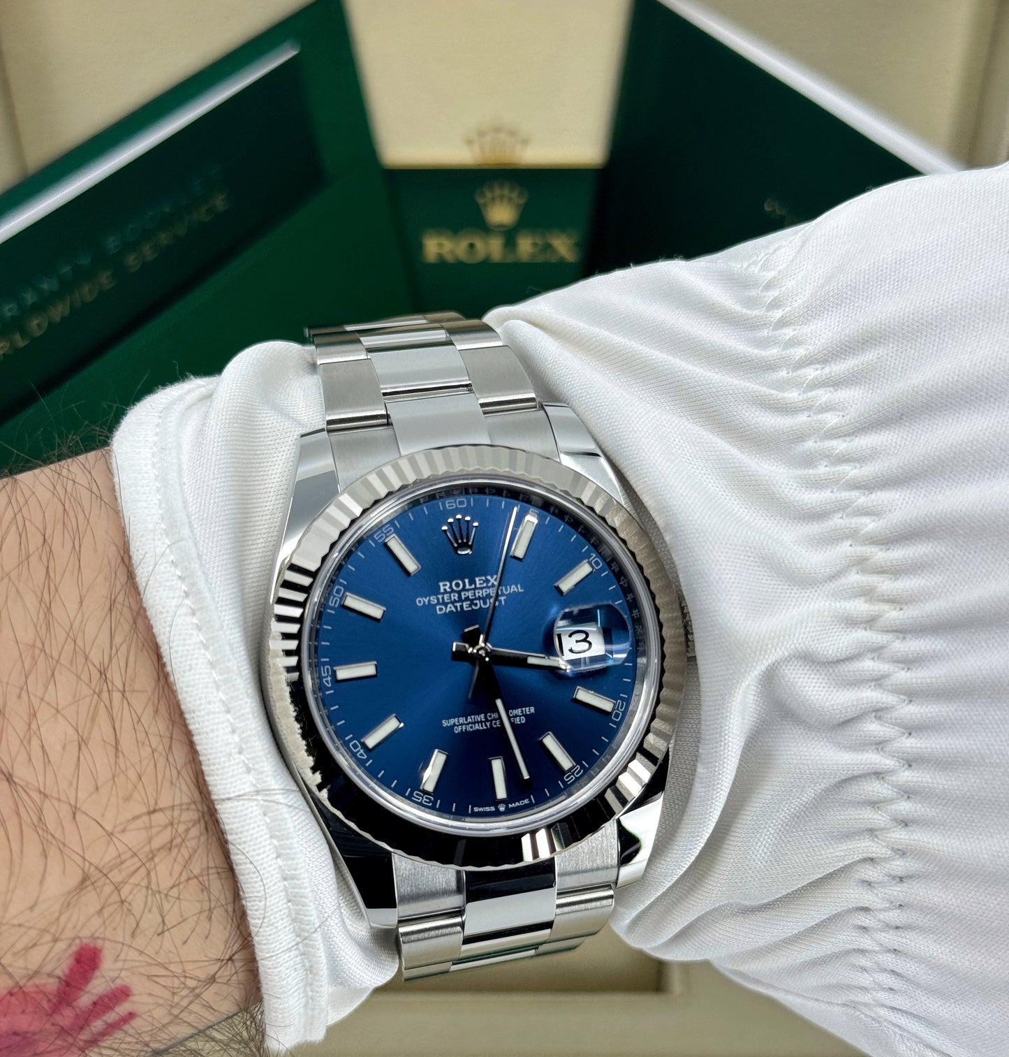 Rolex Datejust 41mm, Stainless Steel, Blue, Oyster, Ref# 126334-0001, dated 2024