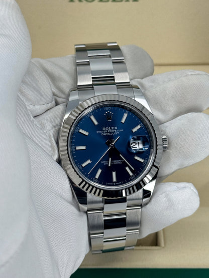 Pre-owned Rolex Datejust 41mm, Stainless Steel, Blue, Oyster, Ref# 126334-0001, dated 2023