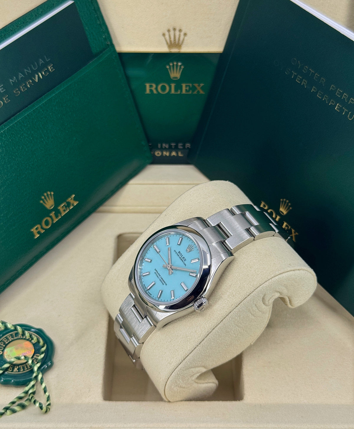 Rolex Oyster Perpetual 31mm, Stainless Steel, Turquoise, Ref# 277200-0007, dated 2026
