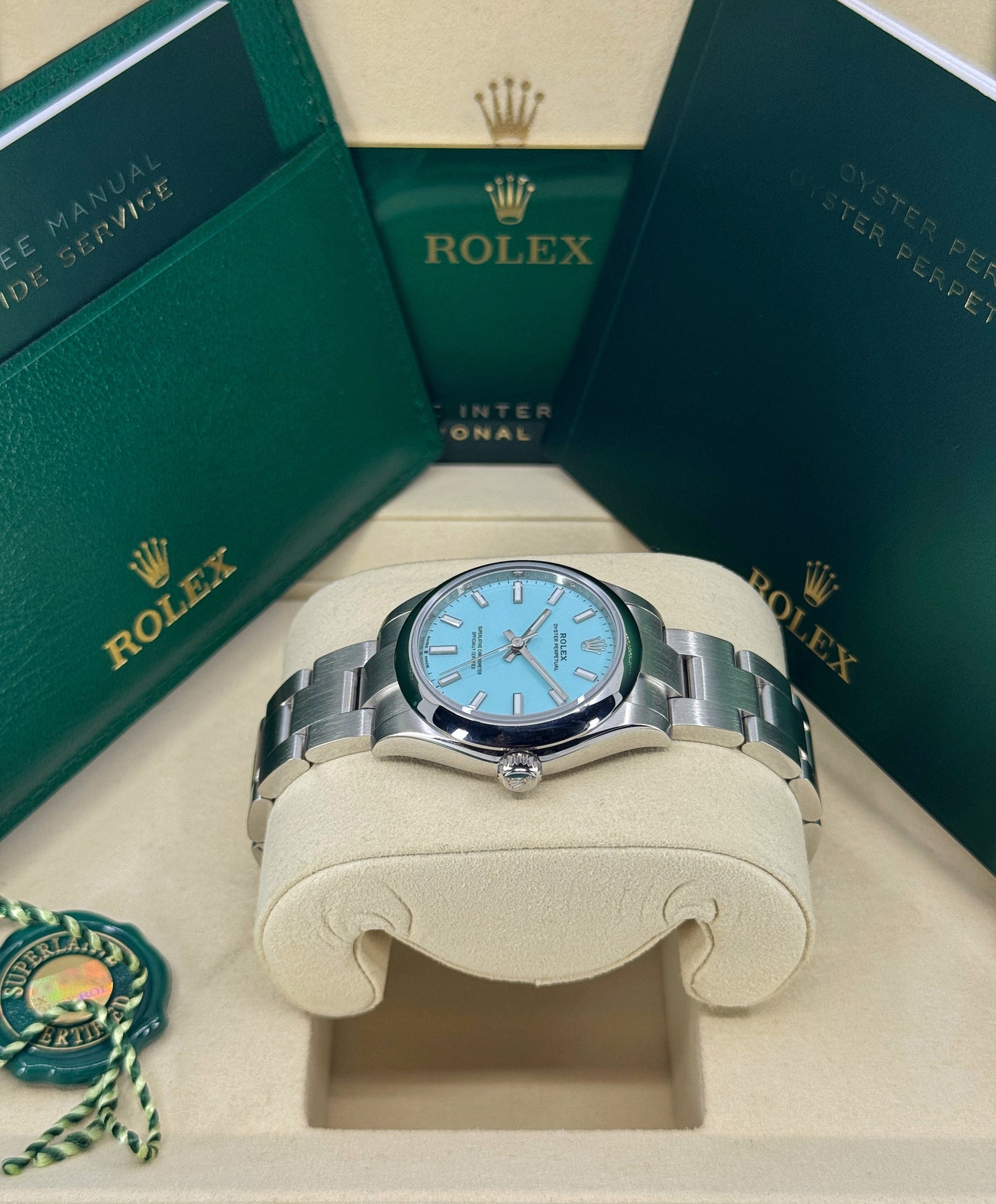 Rolex Oyster Perpetual 31mm, Stainless Steel, Turquoise, Ref# 277200-0007, dated 2026