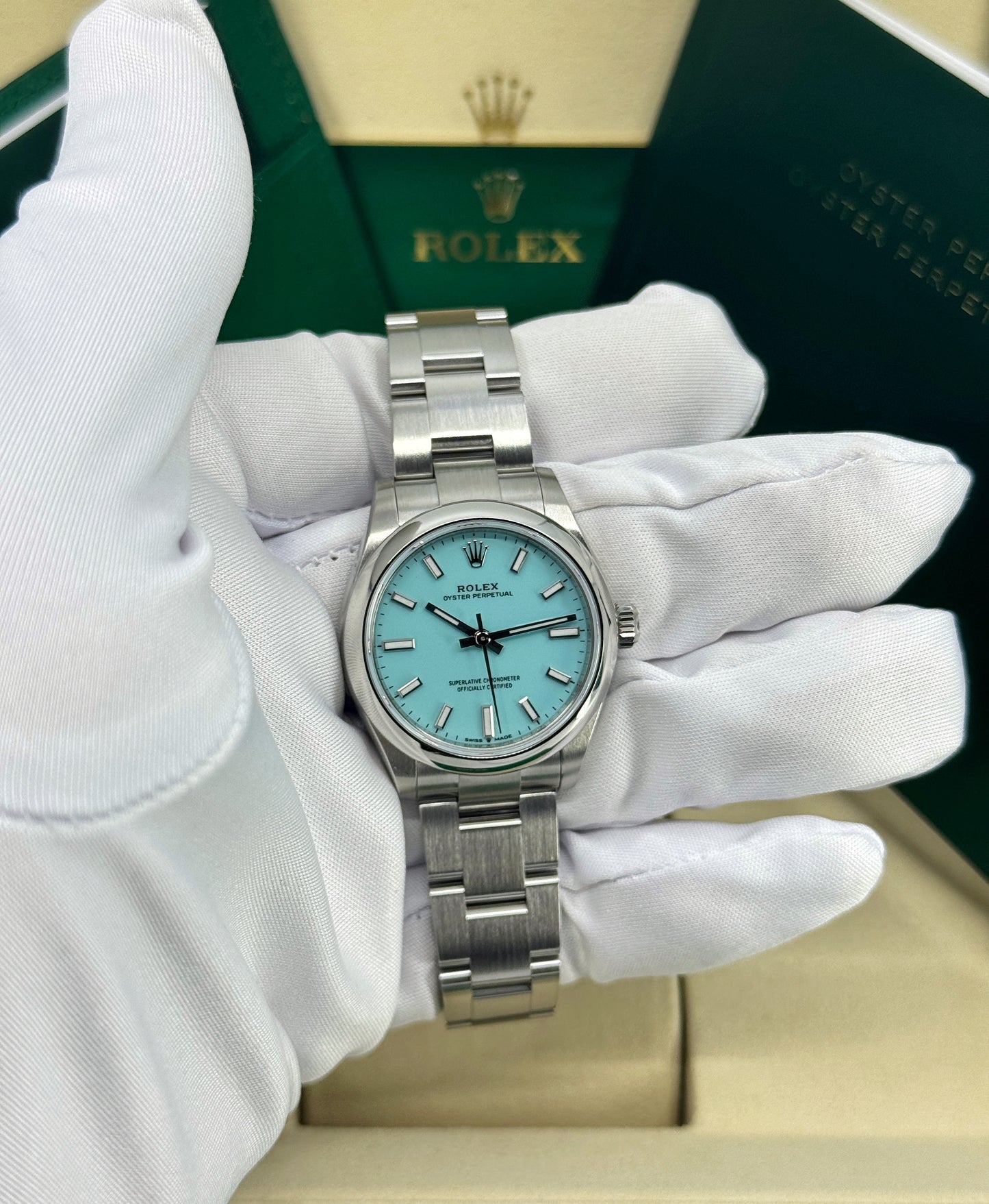 Rolex Oyster Perpetual 31mm, Stainless Steel, Turquoise, Ref# 277200-0007, dated 2026