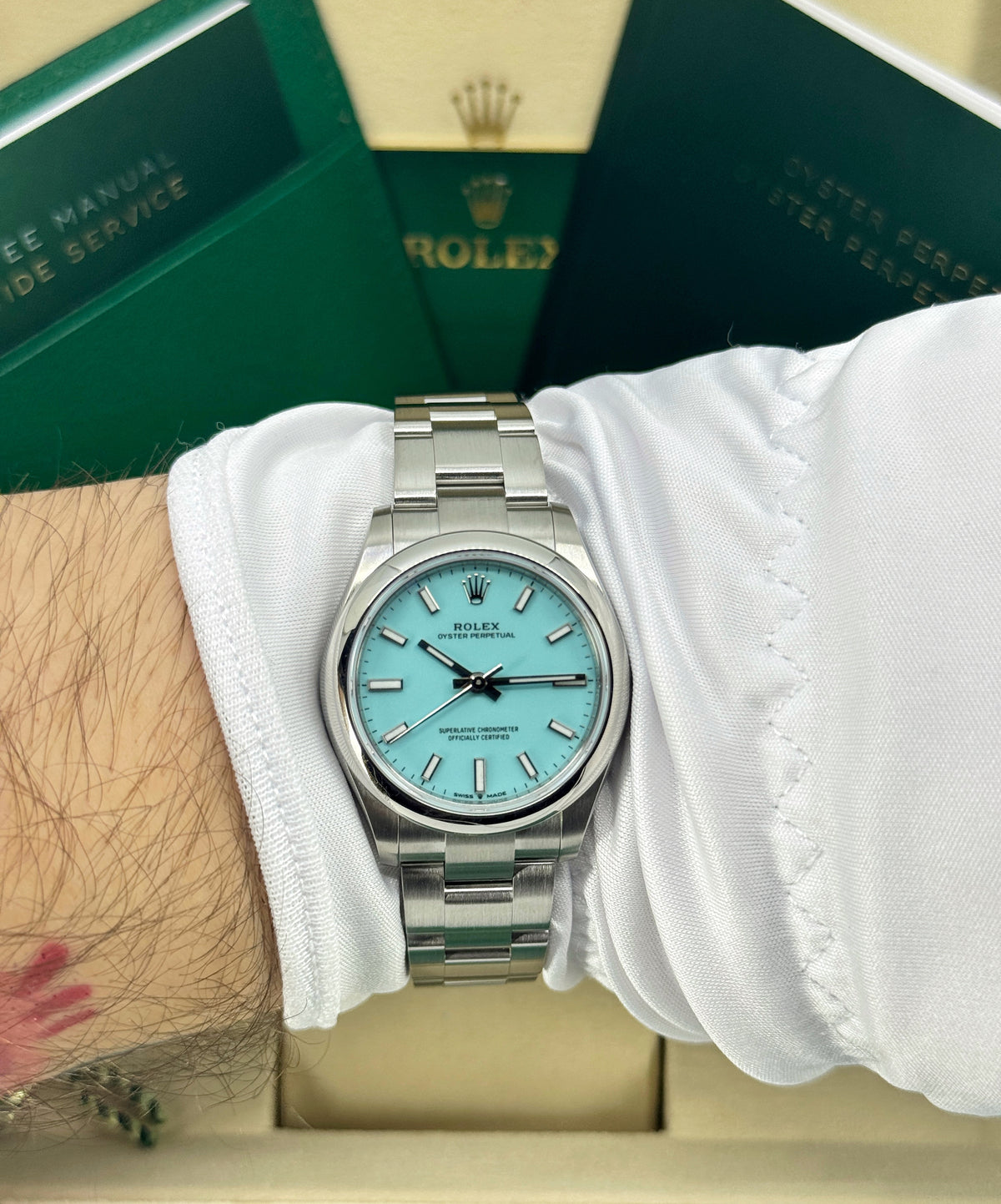 Rolex Oyster Perpetual 31mm, Stainless Steel, Turquoise, Ref# 277200-0007, dated 2026