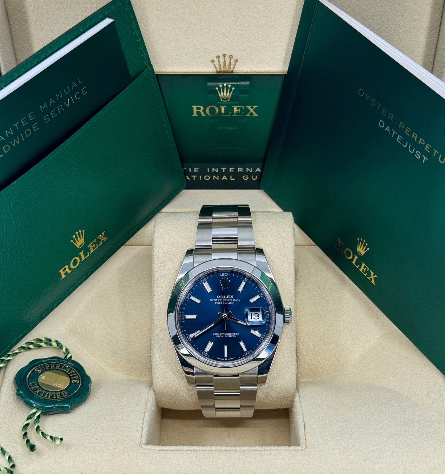 Rolex Datejust 41mm, Stainless Steel, Blue, Oyster, Ref# 126300-0001, dated 2024