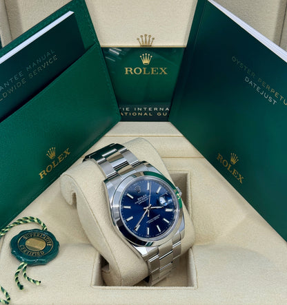 Rolex Datejust 41mm, Stainless Steel, Blue, Oyster, Ref# 126300-0001, dated 2024