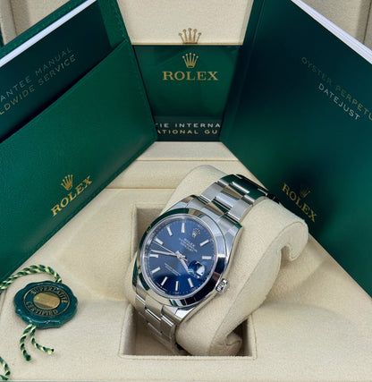 Rolex Datejust 41mm, Stainless Steel, Blue, Oyster, Ref# 126300-0001, dated 2025