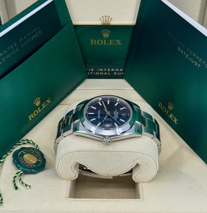 Rolex Datejust 41mm, Stainless Steel, Blue, Oyster, Ref# 126300-0001, dated 2025