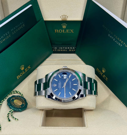 Rolex Datejust 41mm, Stainless Steel, Blue, Oyster, Ref# 126300-0001, dated 2024