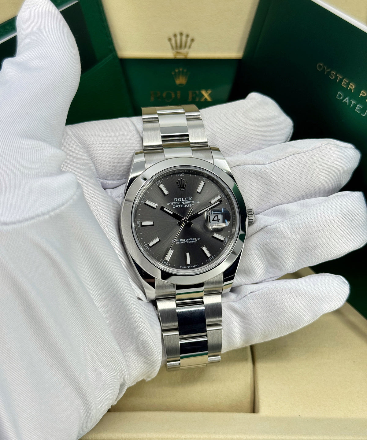 Rolex Datejust 41mm, Stainless Steel, Rhodium, Oyster, Ref# 126300-0007, dated 2026