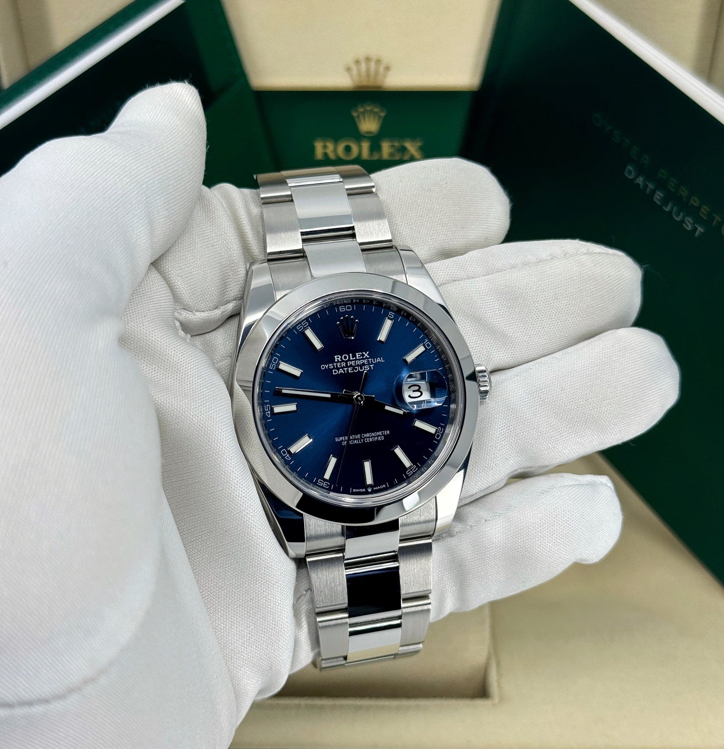 Rolex Datejust 41mm, Stainless Steel, Blue, Oyster, Ref# 126300-0001, dated 2025