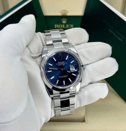 Rolex Datejust 41mm, Stainless Steel, Blue, Oyster, Ref# 126300-0001, dated 2025