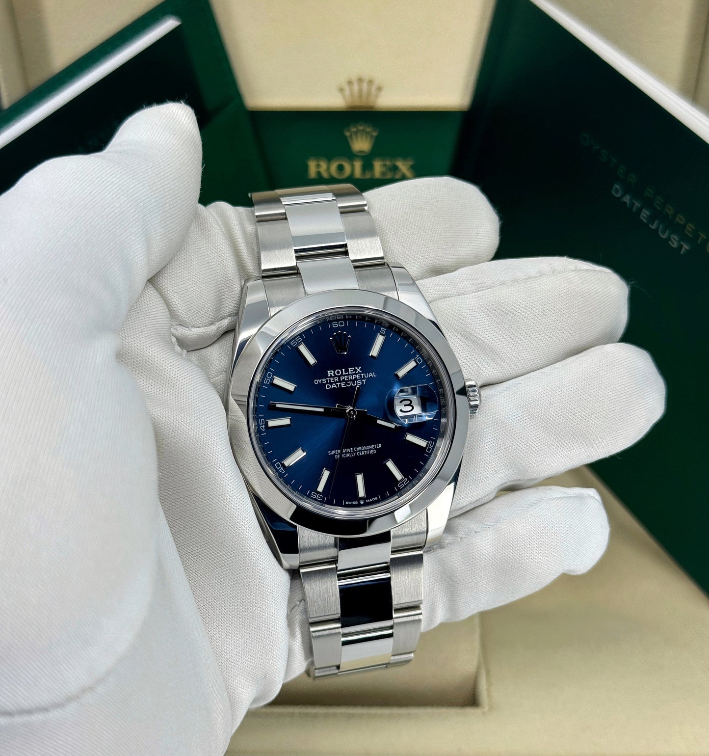 Rolex Datejust 41mm, Stainless Steel, Blue, Oyster, Ref# 126300-0001, dated 2024