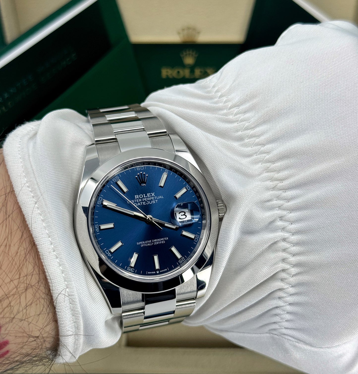 Rolex Datejust 41mm, Stainless Steel, Blue, Oyster, Ref# 126300-0001, dated 2025