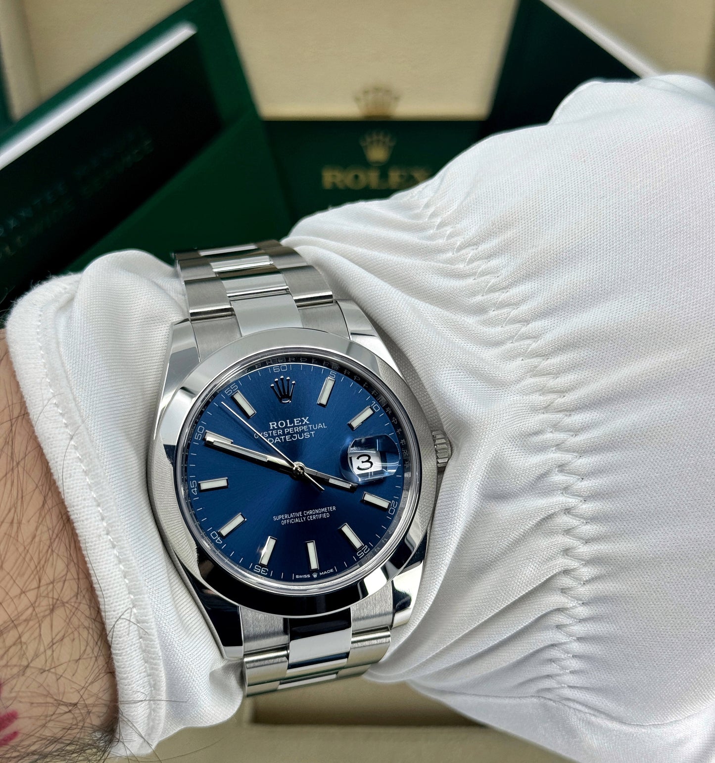 Rolex Datejust 41mm, Stainless Steel, Blue, Oyster, Ref# 126300-0001, dated 2024