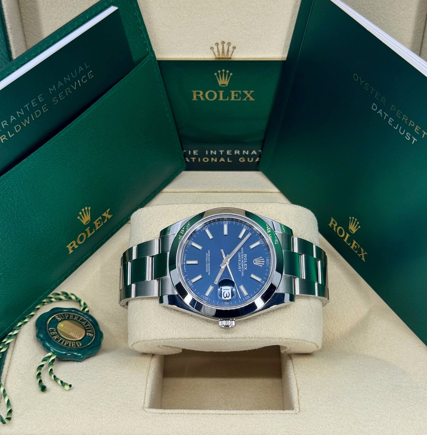 Rolex Datejust 41mm, Stainless Steel, Blue, Oyster, Ref# 126300-0001, dated 2024