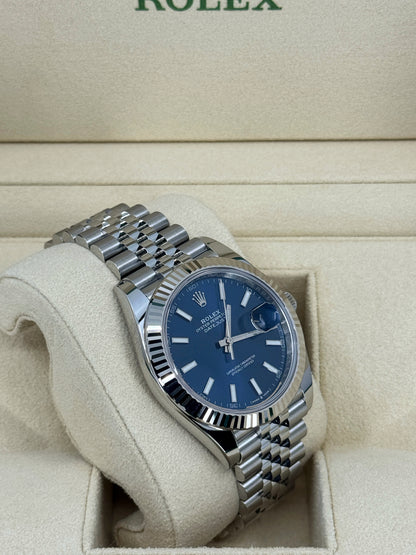 Pre-owned Rolex Datejust 41mm, Stainless Steel, Blue, Jubilee, Ref# 126334-0002, dated 2023