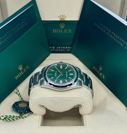 Rolex Oyster Perpetual 41mm, Stainless Steel, Green, Ref# 124300-0005, dated 2024