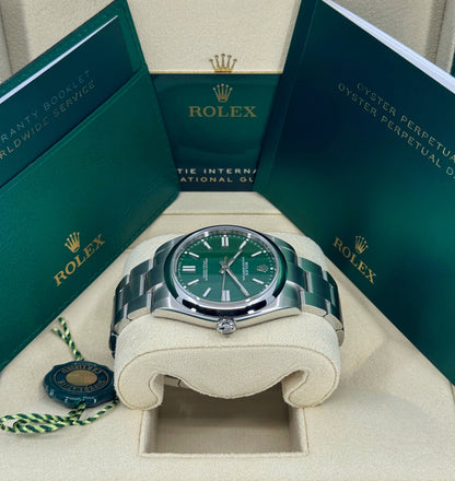 Rolex Oyster Perpetual 41mm, Stainless Steel, Green, Ref# 124300-0005, dated 2024