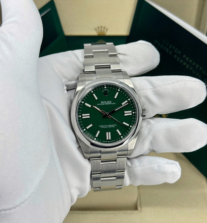 Rolex Oyster Perpetual 41mm, Stainless Steel, Green, Ref# 124300-0005, dated 2024