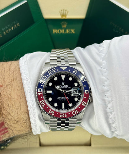 Rolex GMT-Master II 40mm, Stainless Steel, Pepsi, Jubilee, Ref# 126710BLRO-0001, dated 2026