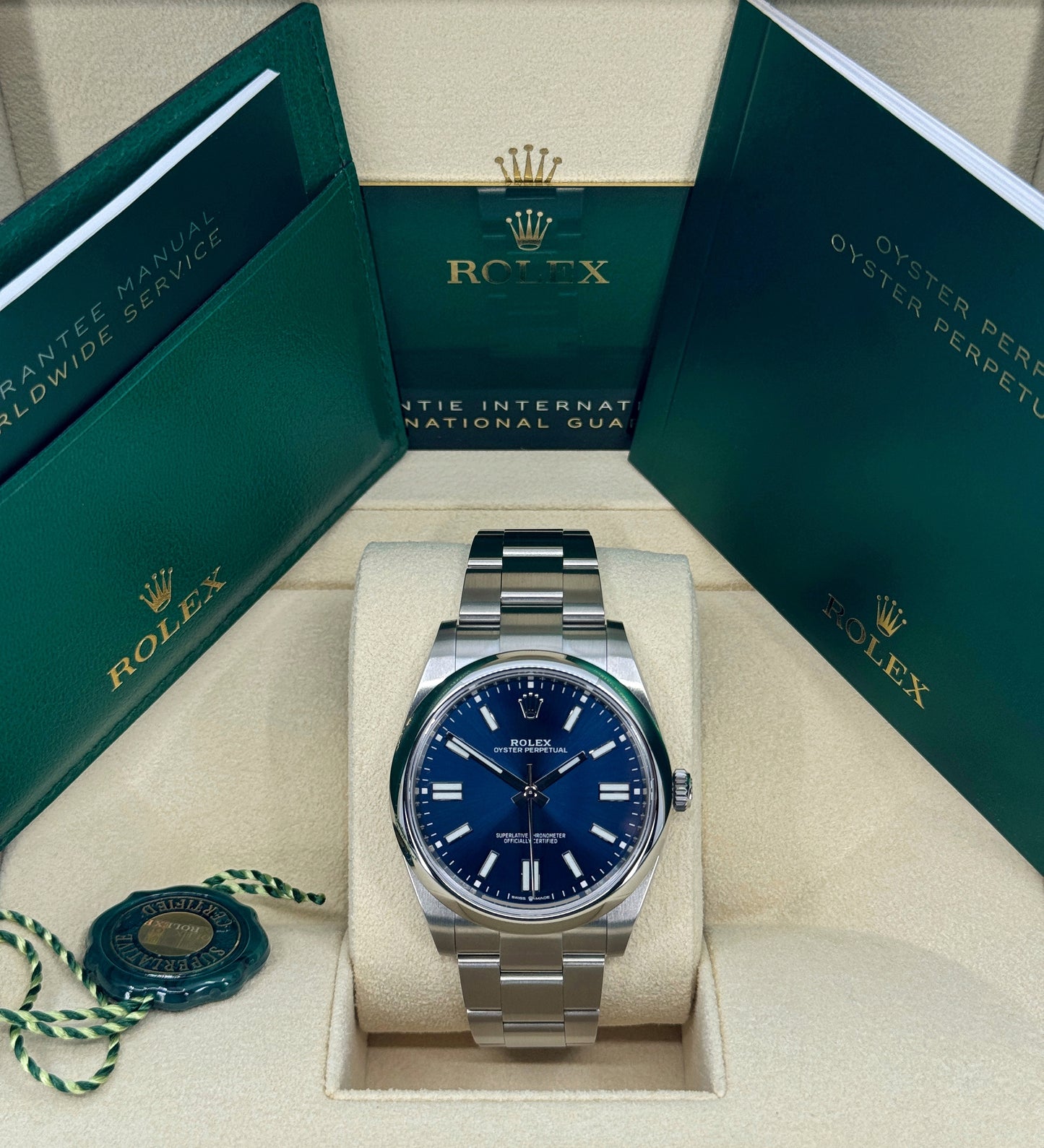 Rolex Oyster Perpetual 41mm, Stainless Steel, Blue, Ref# 124300-0003, dated 2024