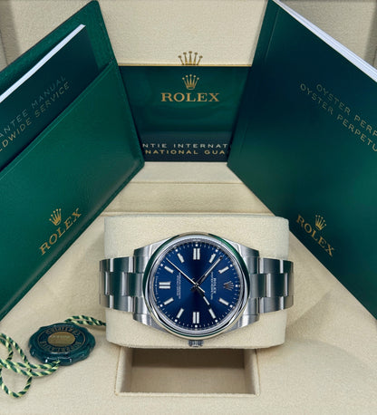 Rolex Oyster Perpetual 41mm, Stainless Steel, Blue, Ref# 124300-0003, dated 2024