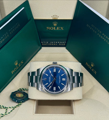 Rolex Oyster Perpetual 41mm, Stainless Steel, Blue, Ref# 124300-0003, dated 2024