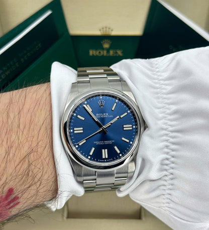 Rolex Oyster Perpetual 41mm, Stainless Steel, Blue, Ref# 124300-0003, dated 2024