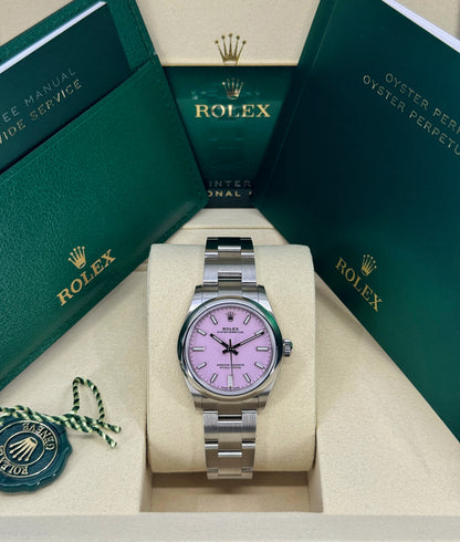 Rolex Oyster Perpetual 31mm, Stainless Steel, Candy Pink, Ref# 277200-0009, dated 2026