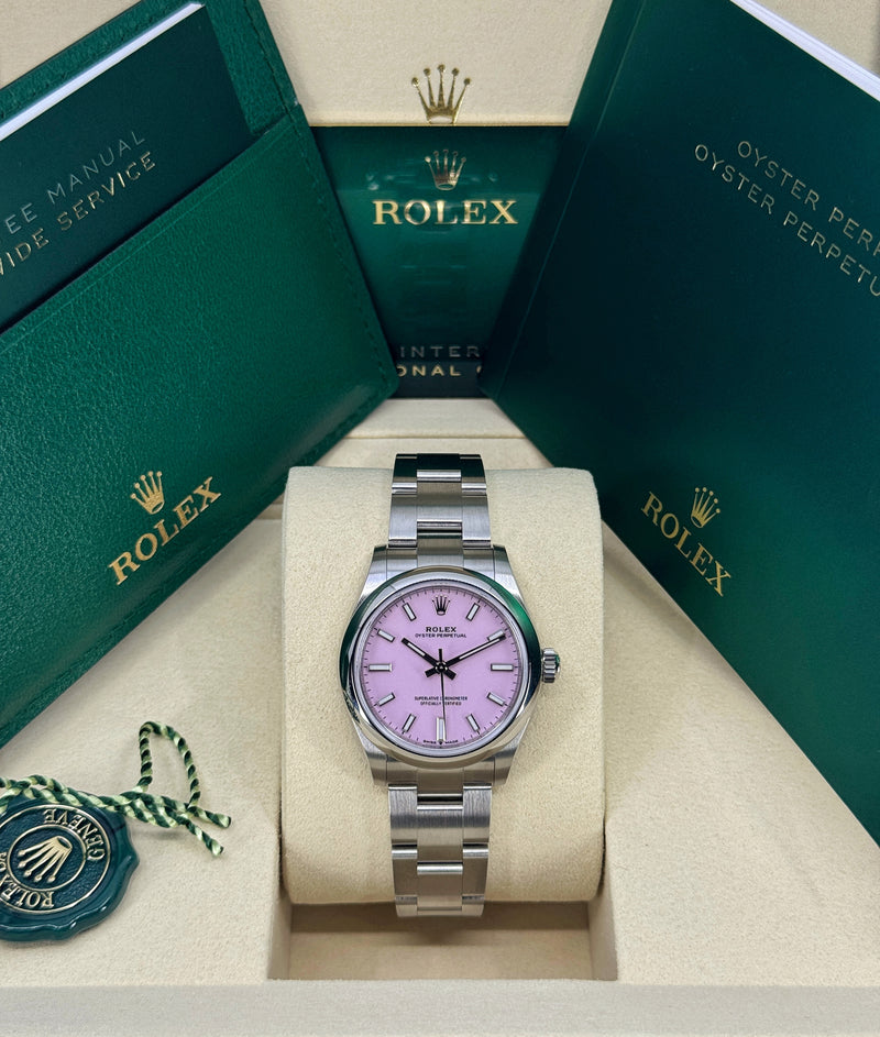 Rolex Oyster Perpetual 31mm stainless steel candy pink dial, Ref. 277200-0009