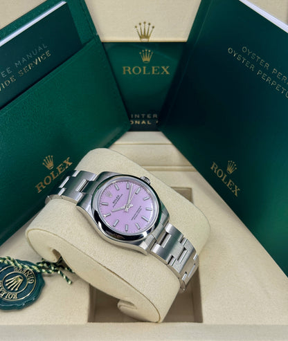 Rolex Oyster Perpetual 31mm, Stainless Steel, Candy Pink, Ref# 277200-0009, dated 2026