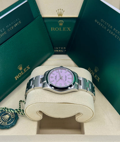 Rolex Oyster Perpetual 31mm, Stainless Steel, Candy Pink, Ref# 277200-0009, dated 2026