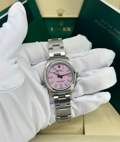 Rolex Oyster Perpetual 31mm, Stainless Steel, Candy Pink, Ref# 277200-0009, dated 2026