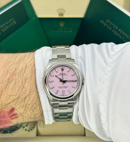 Rolex Oyster Perpetual 31mm, Stainless Steel, Candy Pink, Ref# 277200-0009, dated 2026