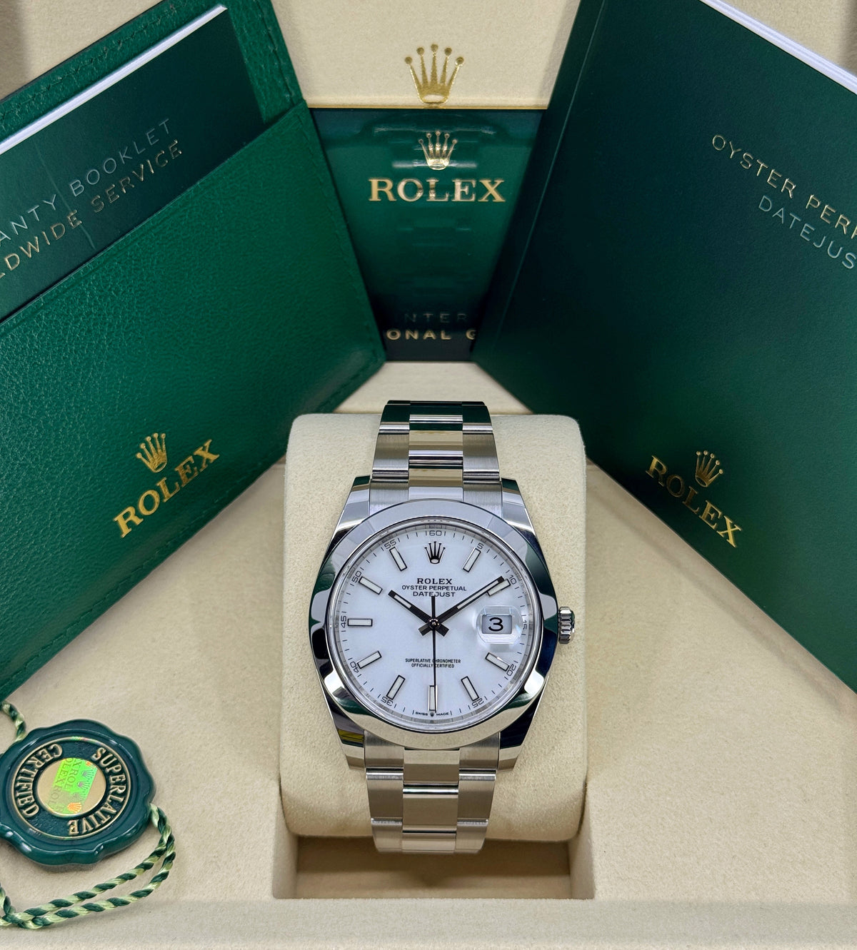 Rolex Datejust 41mm, Stainless Steel, White, Oyster, Ref# 126300-0005, dated 2026