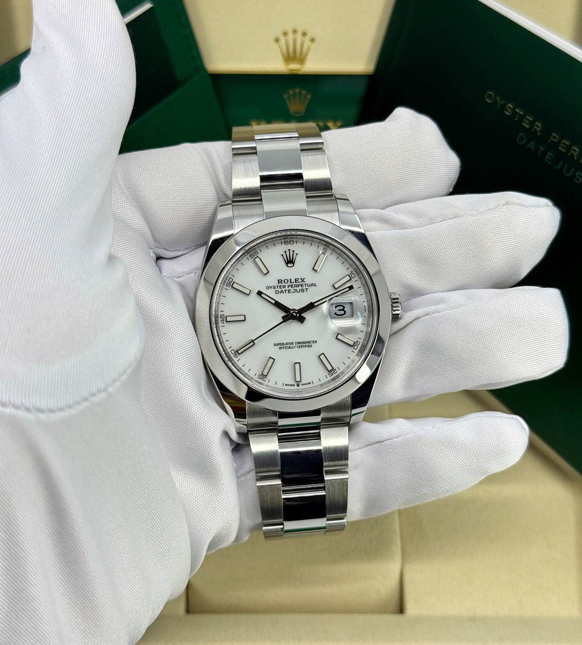 Rolex Datejust 41mm, Stainless Steel, White, Oyster, Ref# 126300-0005, dated 2026