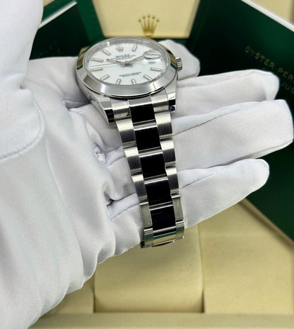 Rolex Datejust 41mm, Stainless Steel, White, Oyster, Ref# 126300-0005, dated 2026