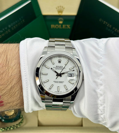 Rolex Datejust 41mm, Stainless Steel, White, Oyster, Ref# 126300-0005, dated 2026