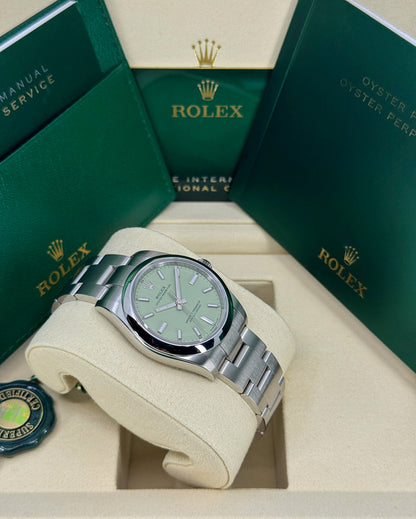 Rolex Oyster Perpetual 34mm, Stainless Steel, Pistachio, Ref# 124200-0006, dated 2026