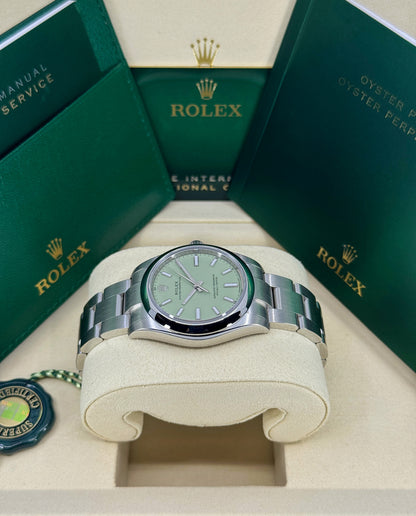 Rolex Oyster Perpetual 34mm, Stainless Steel, Pistachio, Ref# 124200-0006, dated 2026
