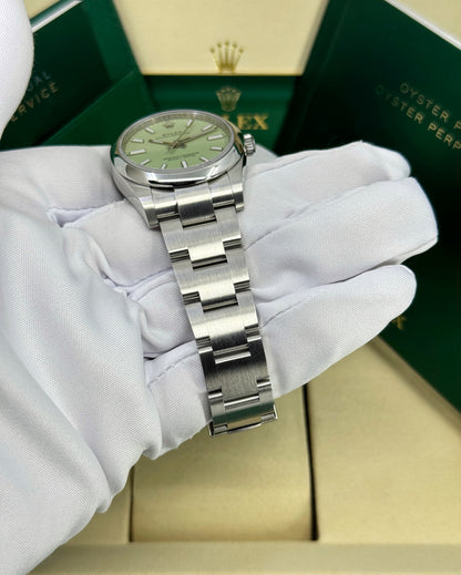 Rolex Oyster Perpetual 34mm, Stainless Steel, Pistachio, Ref# 124200-0006, dated 2026