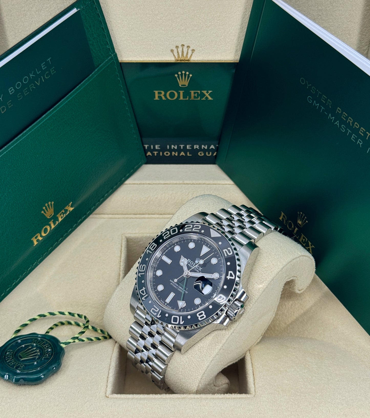 Rolex GMT-Master II 40mm, Stainless Steel, Bruce Wayne, Jubilee, Ref# 126710GRNR-0003, dated 2024