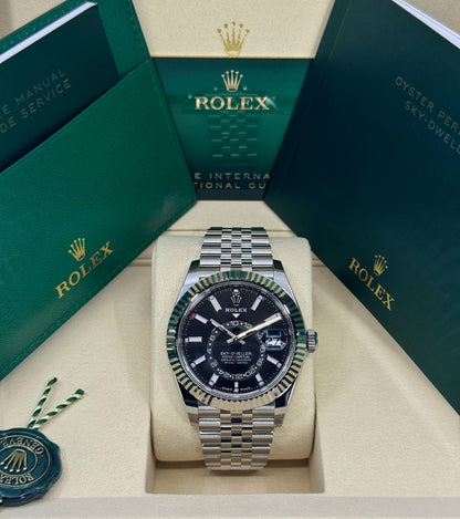 Rolex Sky-Dweller 42mm, 18k WG & Stainless Steel, Black, Jubilee, Ref# 336934-0008, dated 2026